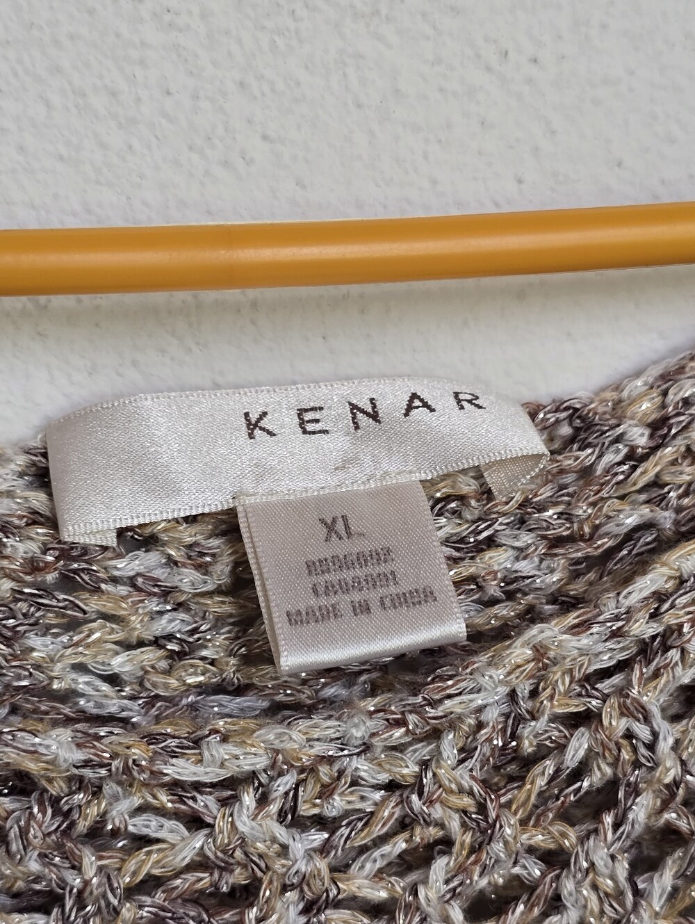 Kenar Open Knit Metallic Sweater XL Beige Marled Boho Crochet - Picture 10 of 14